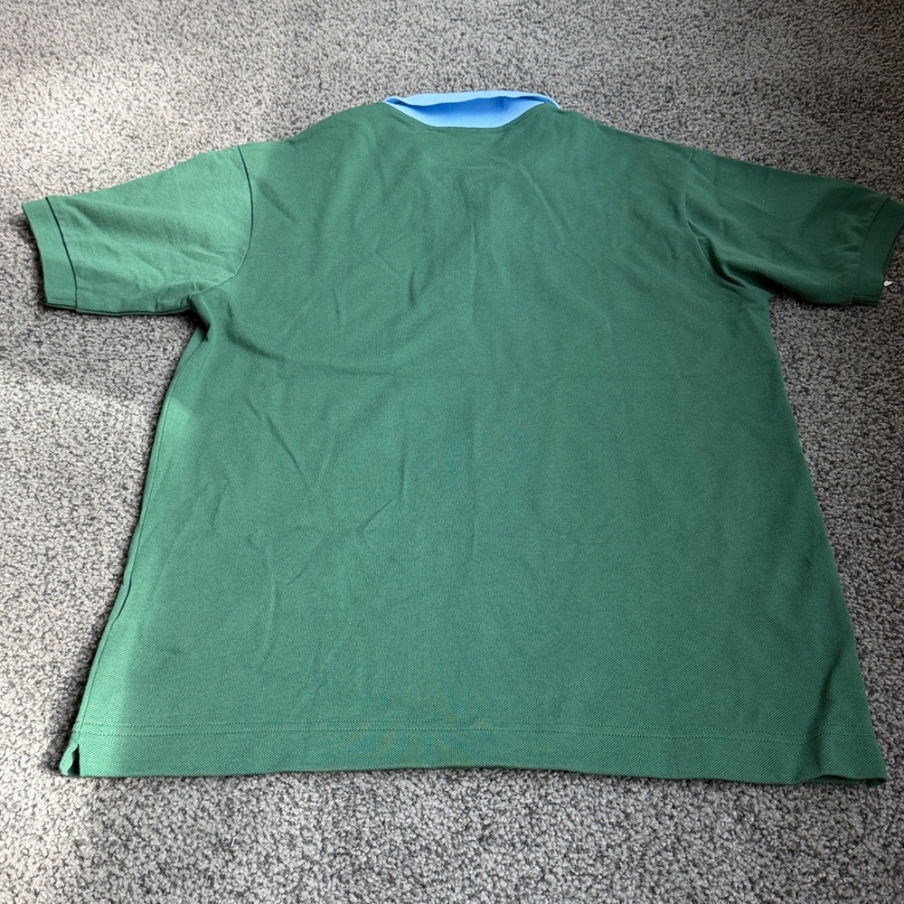 Lacoste Green Polo with Light Blue Collar - Picture 2 of 4
